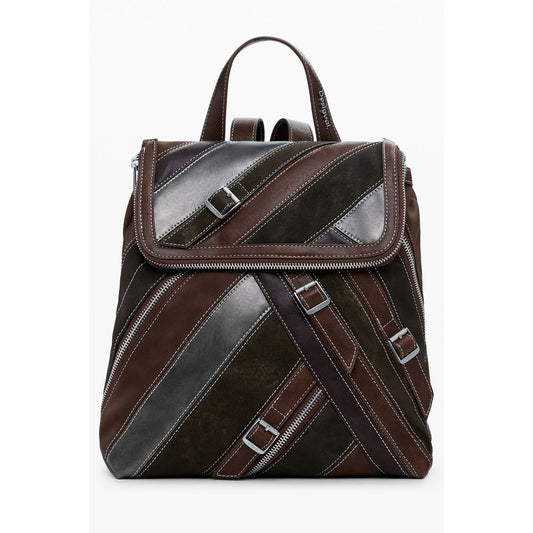 Brown Polyethylene Women Backpack
