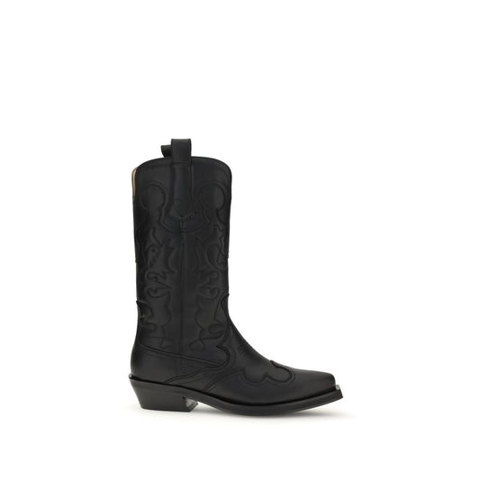 Black Recycled Leather Lace-Up Boots