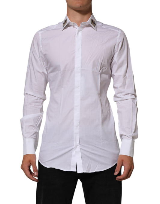White Crown Collared GOLD Formal Dress Shirt