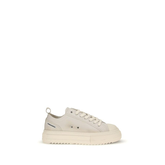 Cream Leather Platform Sneakers