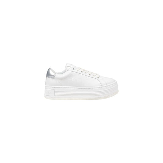 Silver Leather Platform Sneakers