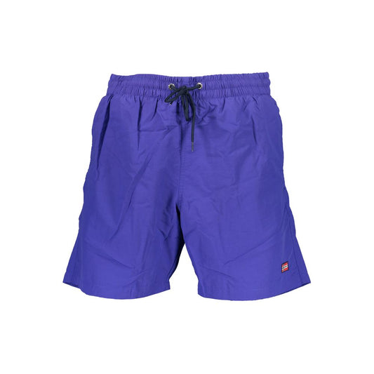 Blue Polyamide Men's Swim Boxer