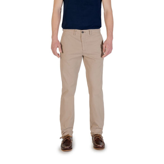 Beige Cotton Skinny Pants