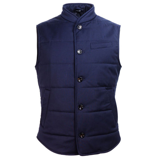 Blue Wool Sleveless Jacket