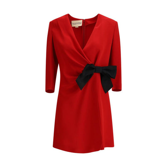 Short Silk Dress with Bow