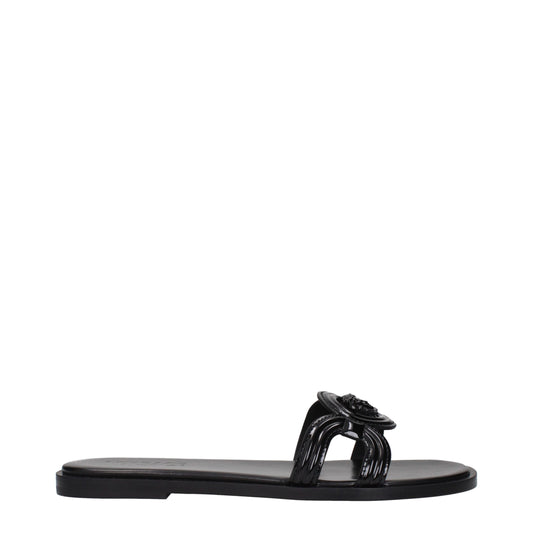 Black Leather Slippers