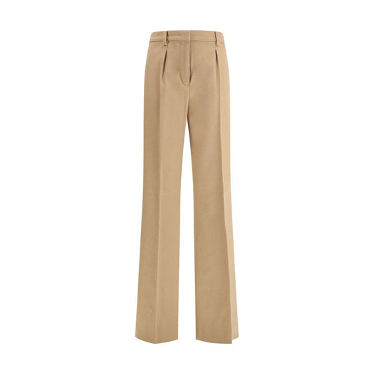 Beige Camel Hair Casual Pants