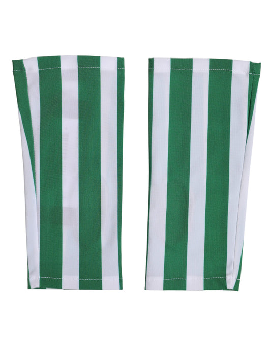 Green White Nylon Fingerless Wrist Length Gloves
