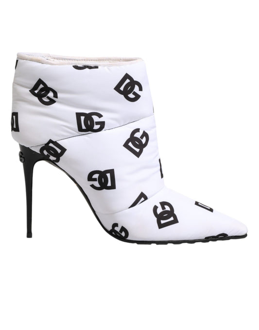 White DG Logo Heels Short Boots Shoes