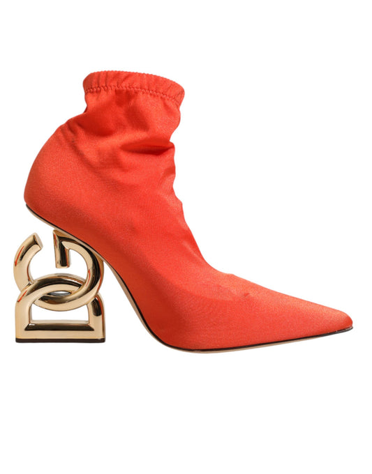 Orange DG Logo Heels Ankle Boots Shoes