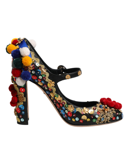 Black Gold Embellished MARY JANES Pumps Shoes