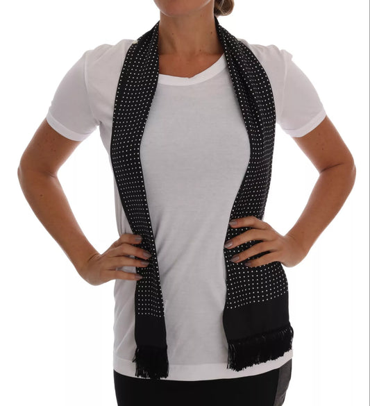 White Cotton Black Silk Scarf Top T-shirt