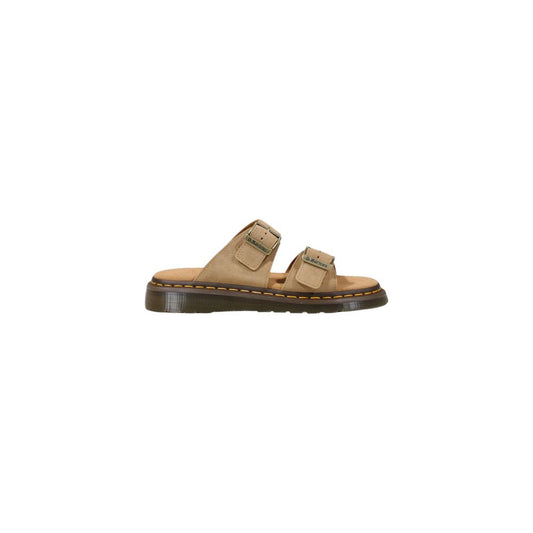 Beige Leather Flat Sandals