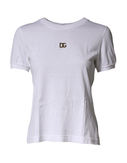 White DG Logo Crew Neck Short Sleeves T-shirt