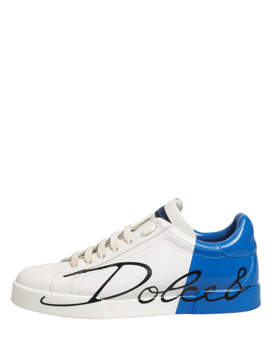 White Blue Portofino Low Top Sneakers Shoes