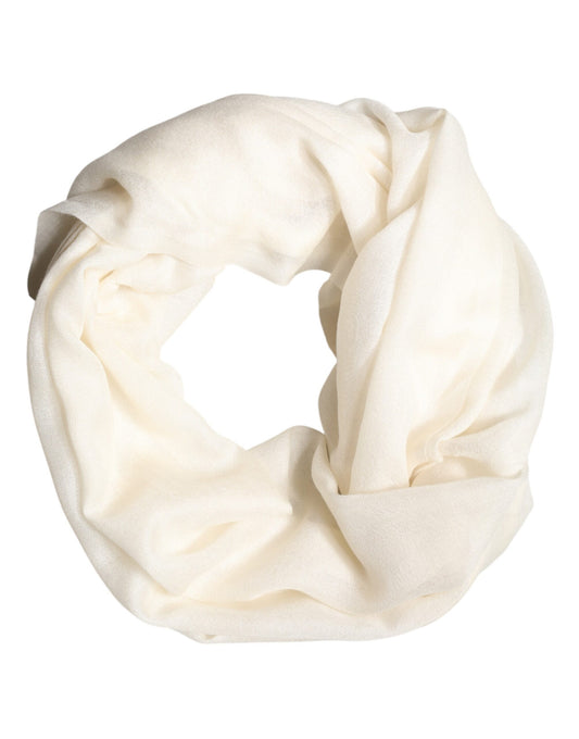 White Cashmere Knit Neck Wrap Shawl Scarf