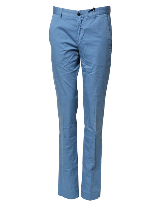 Blue Cotton Mid Waist Straight Men Denim Jeans