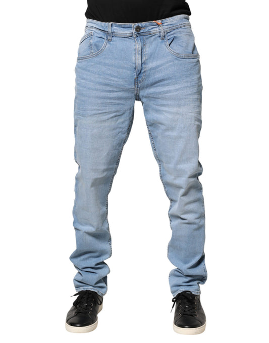 Light Blue Twister Mid Waist Skinny Fit Men Denim Jeans