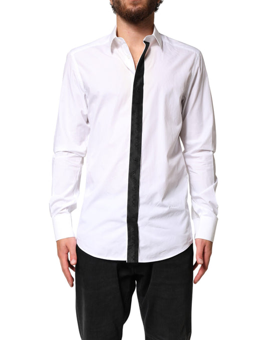 White Cotton GOLD Collared Dress Formal Shirt
