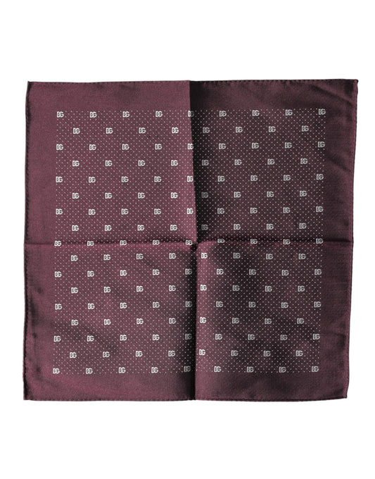 Maroon Logo Silk Square Handkerchief Scarf