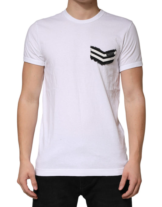 White Stripes Cotton Crew Neck Tee T-shirt