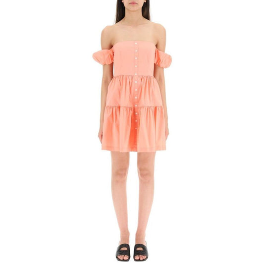 Orange Cotton Casual Dress