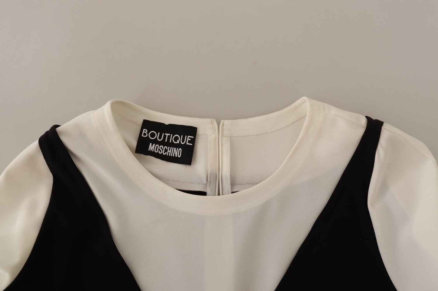 Black White Polyester Short Sleeves Top Blouse