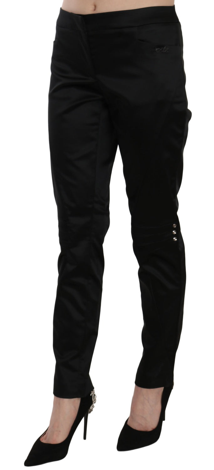 Black Mid Waist Skinny Dress Formal Trousers Pants