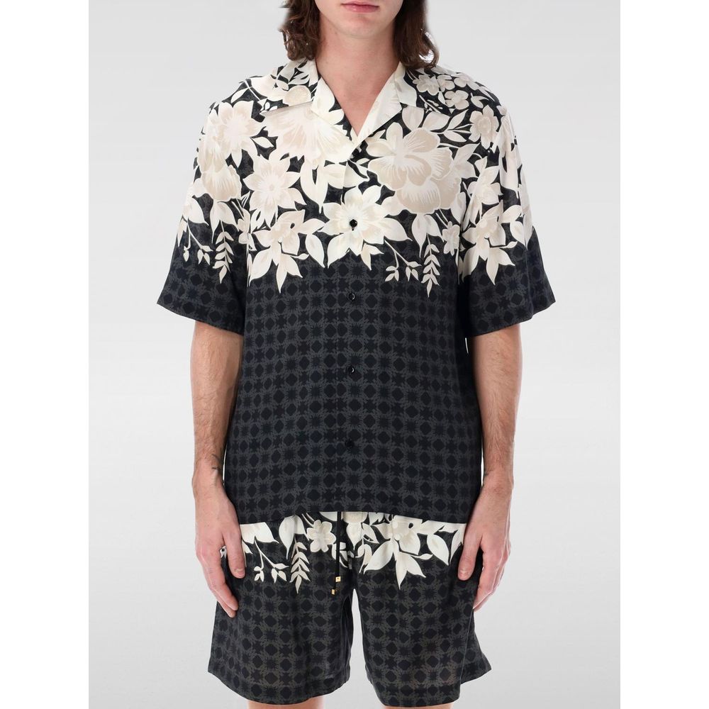 Black Silk Pattern Shirt