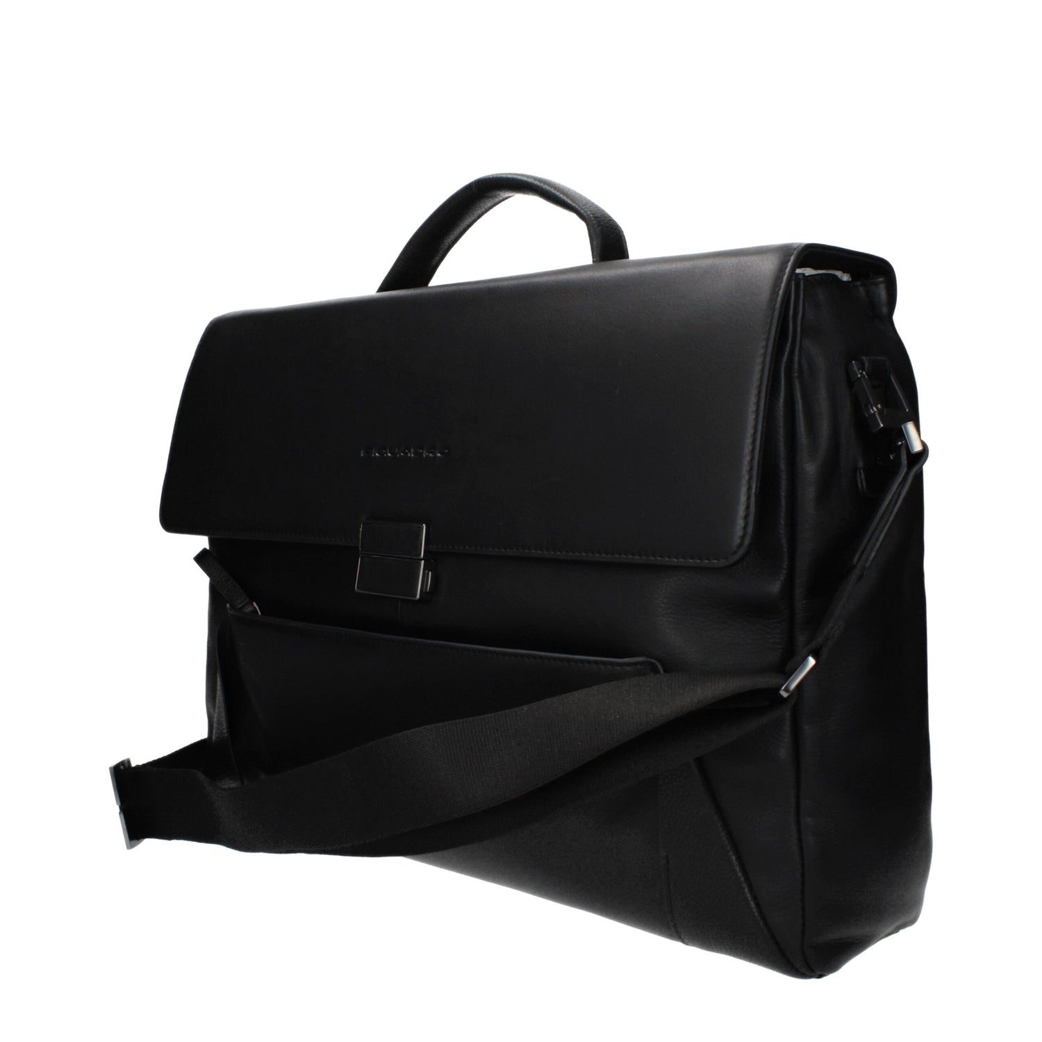 Black Leather Business And Laptop Bag