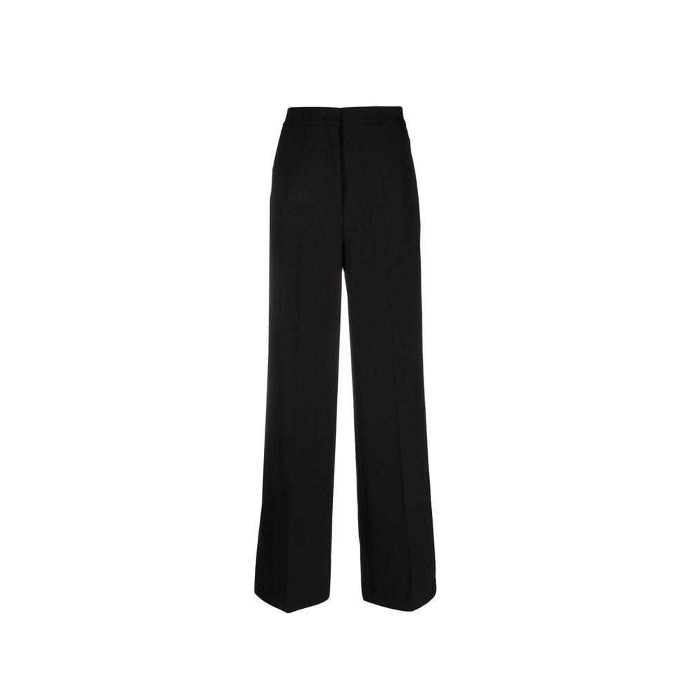 Black Elastane Casual Pants