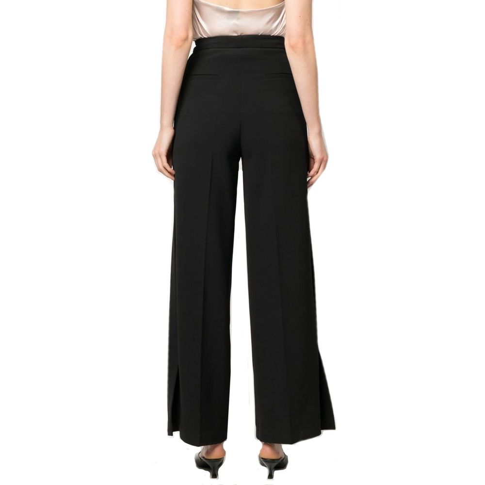 Black Elastane Casual Pants