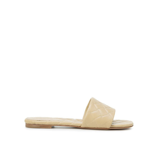 Beige Lamb Leather Flat Sandals