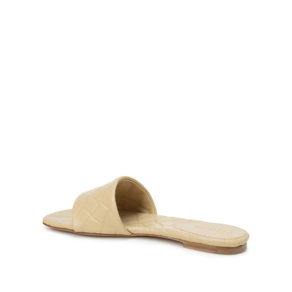 Beige Lamb Leather Flat Sandals