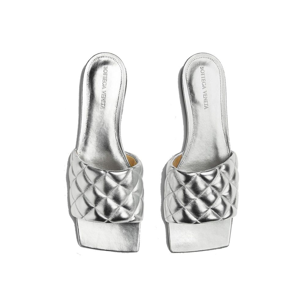 Silver Calfskin Flat Sandals