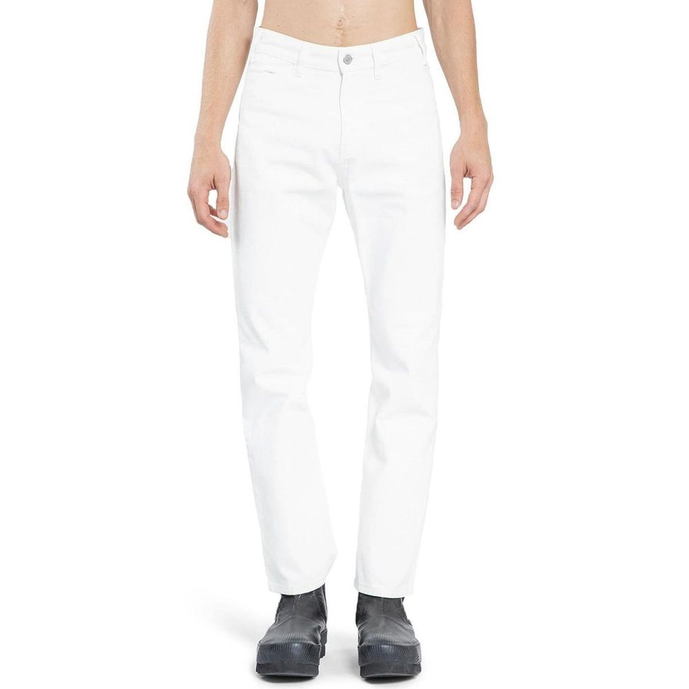 White Cotton Straight-Leg Jeans