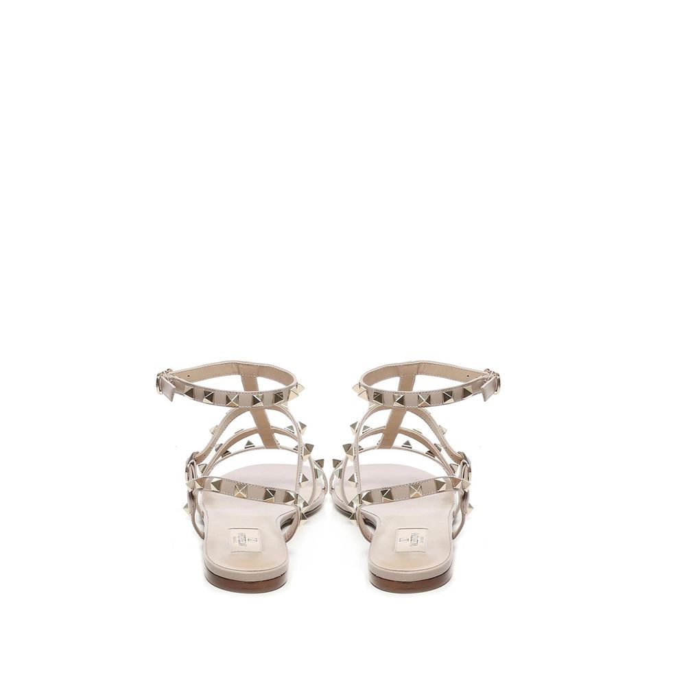 Beige Calfskin Flat Sandals