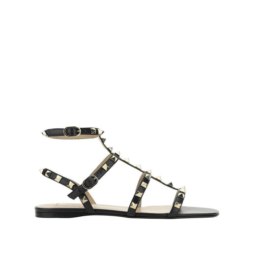 Black Calfskin Flat Sandals