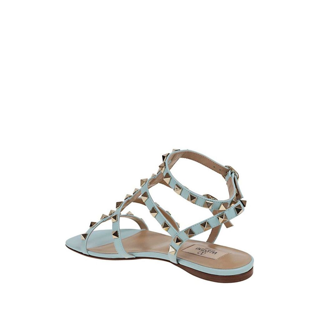 Blue Calfskin Flat Sandals