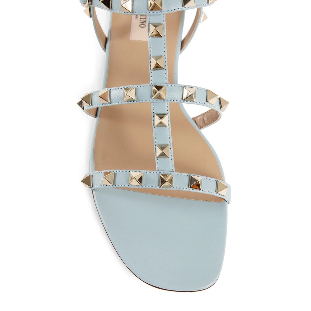 Blue Calfskin Flat Sandals