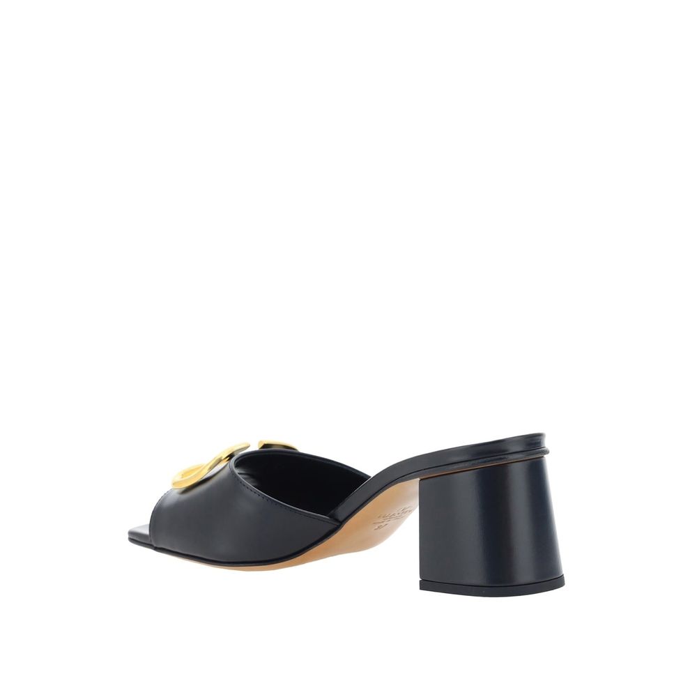 Black Calfskin Flat Sandals