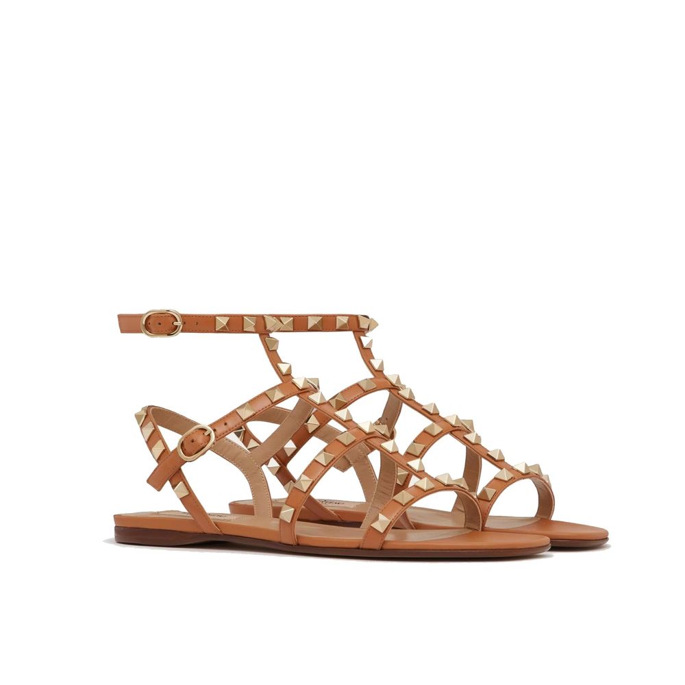 Brown Leather Flat Sandals