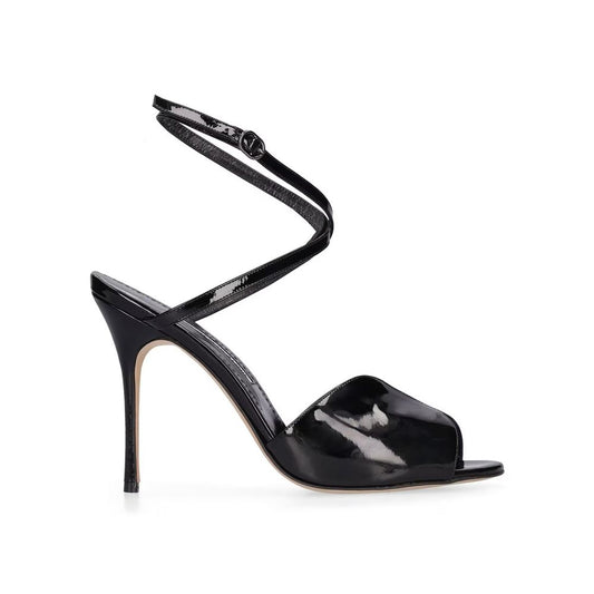Black Calfskin Stiletto Heel Sandals
