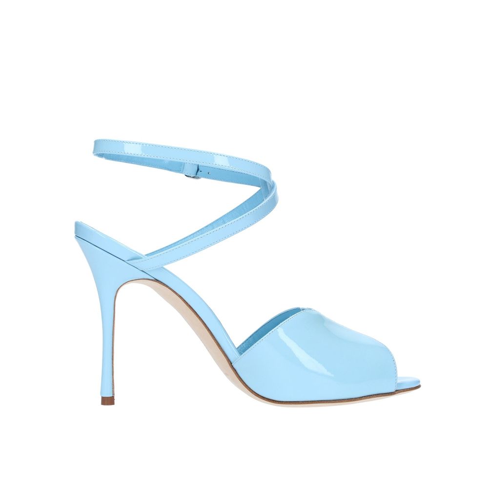 Blue Calfskin Stiletto Heel Sandals