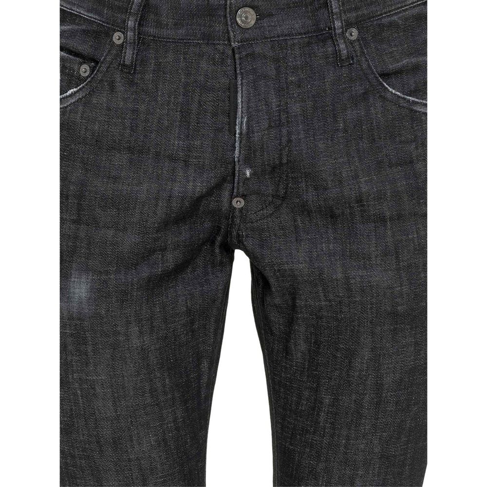 Black Cotton Slim Fit Jeans