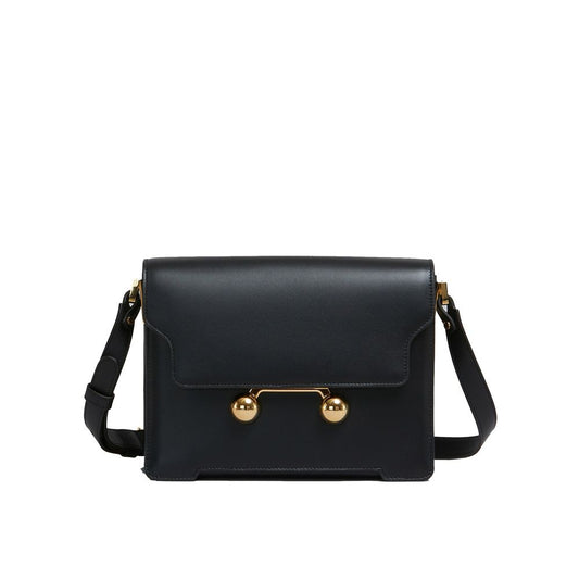 Black Calfskin Shoulder Bag