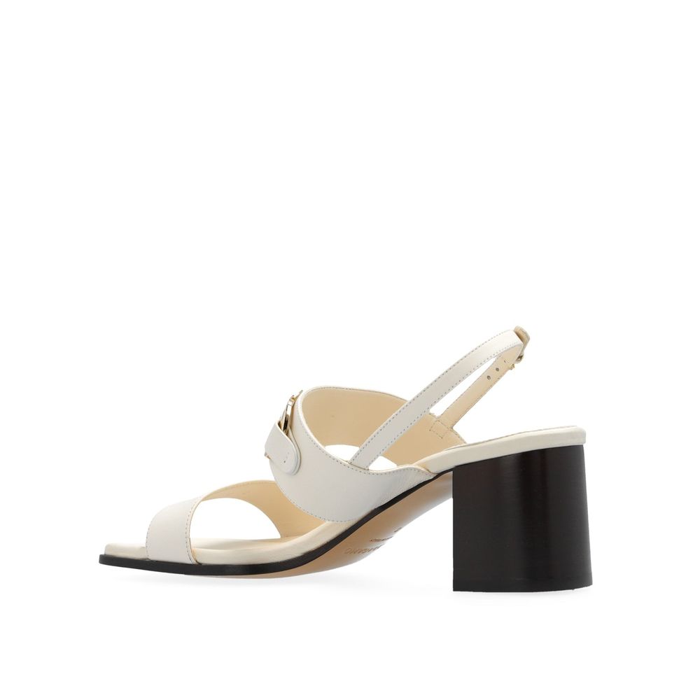 White Calfskin Platform Sandals