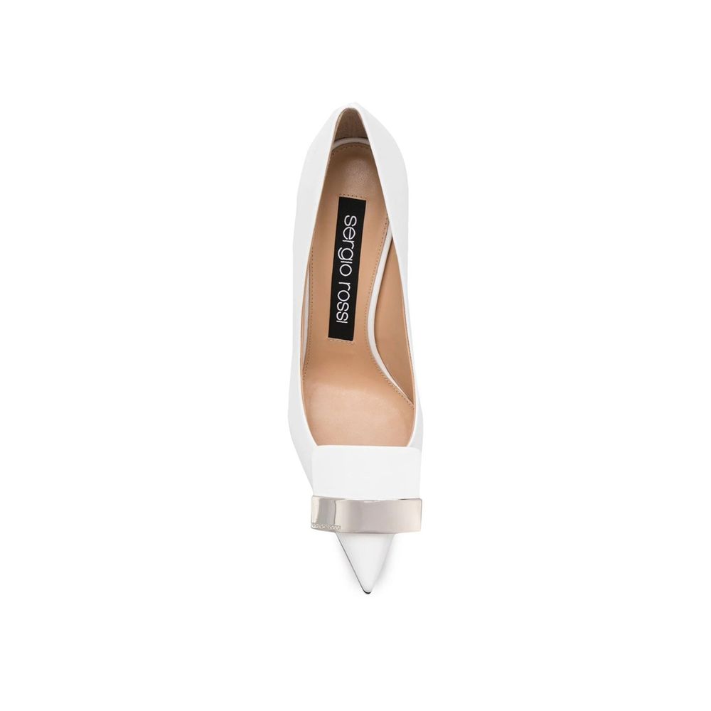 White Calfskin High Heel Pumps