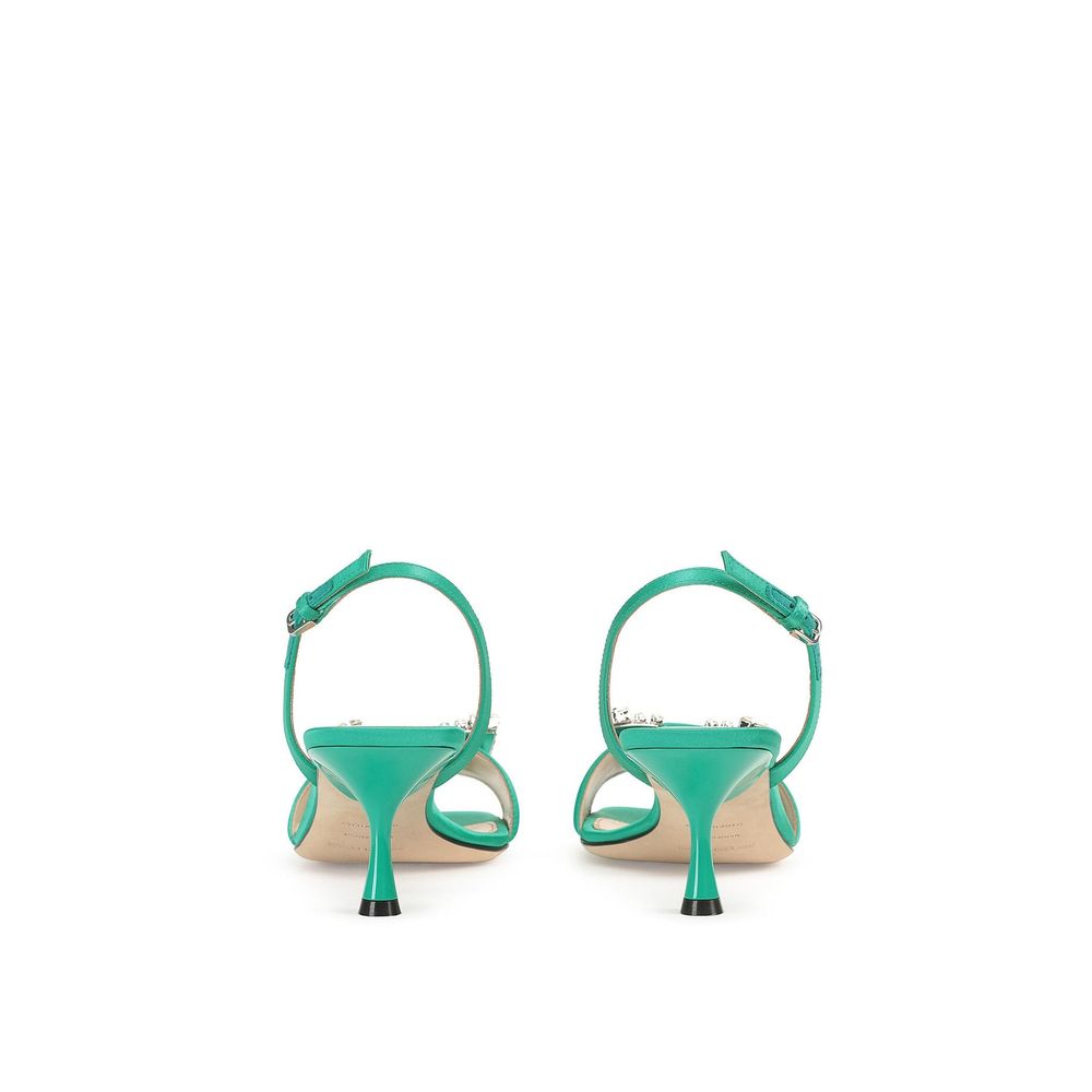 Bicolor Silk Stiletto Heel Sandals