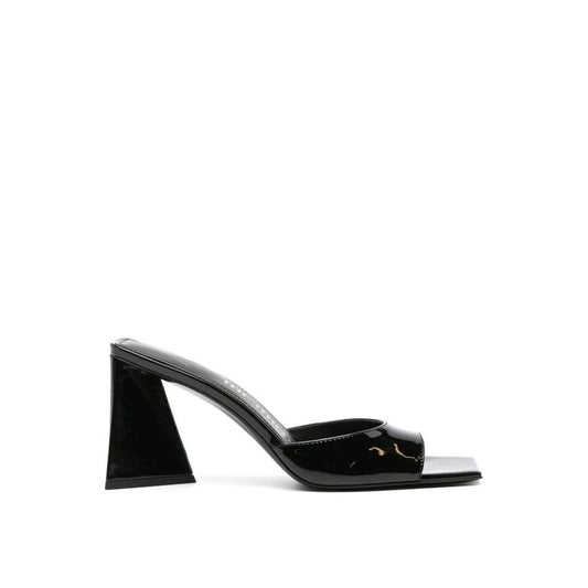 Black Calfskin Platform Sandals